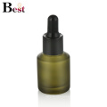 cosmetic packaging 30ml oblique shoulder matte green glass dropper bottle serum bottle